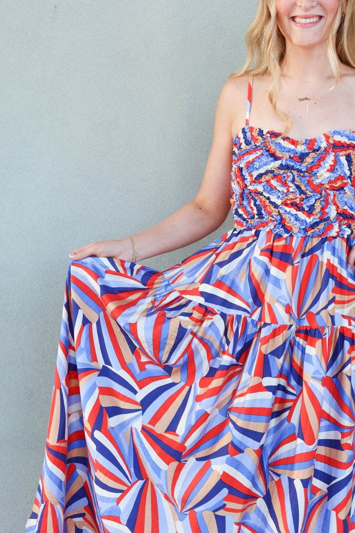 Scrunch Top Midi Dress - Multi Shell - Jaffi's
