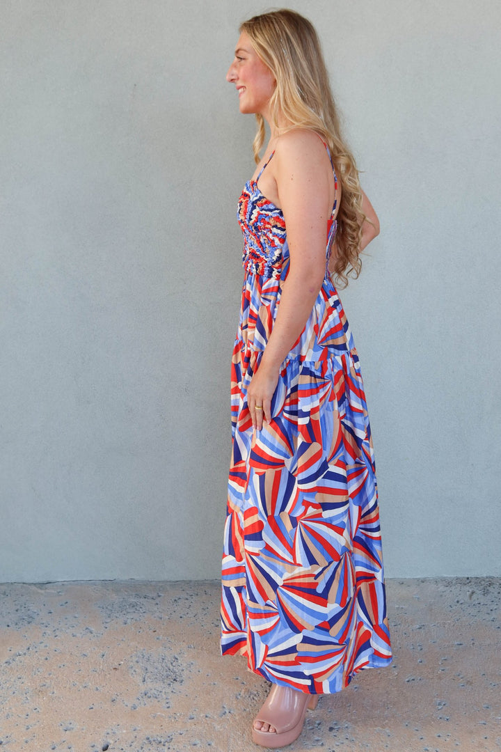 Scrunch Top Midi Dress - Multi Shell - Jaffi's