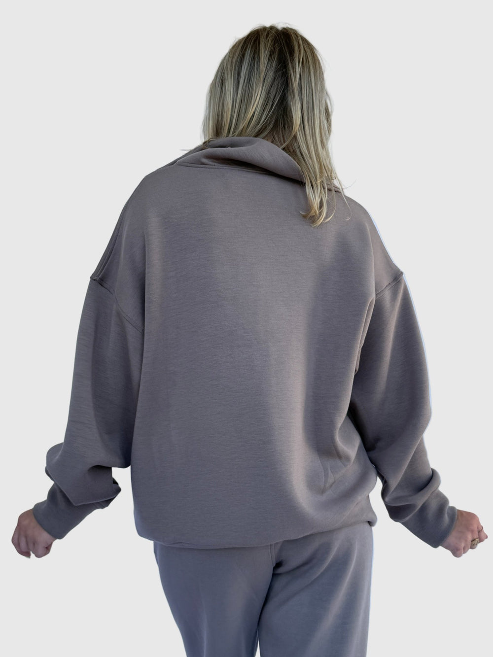 Scuba Quarter Zip Pullover - Mocha - Jaffi's