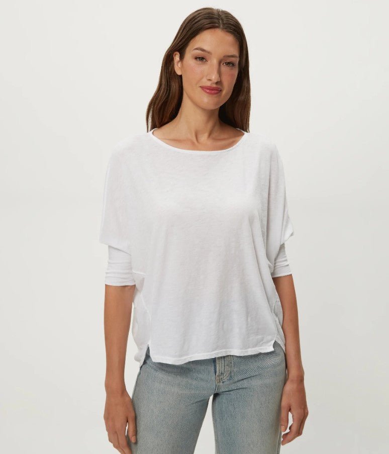 Selma Dolman Sleeve Tee - White - Jaffi's