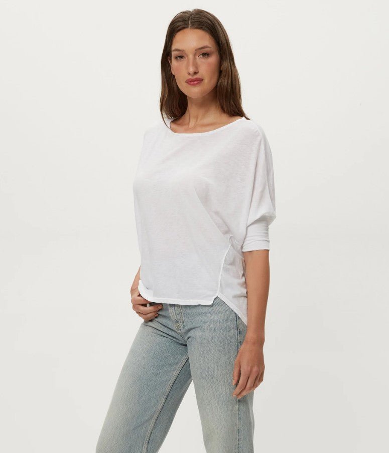 Selma Dolman Sleeve Tee - White - Jaffi's