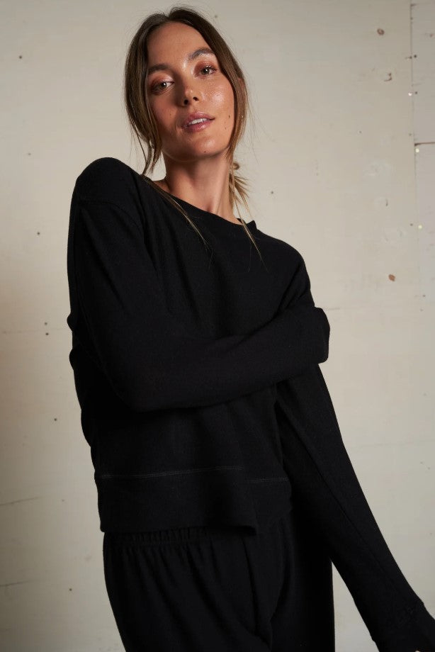 Selma Brushed Sweater Pullover - True Black