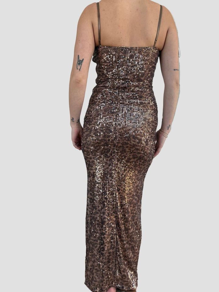 Sequin Maxi Dress - Leopard - Jaffi's