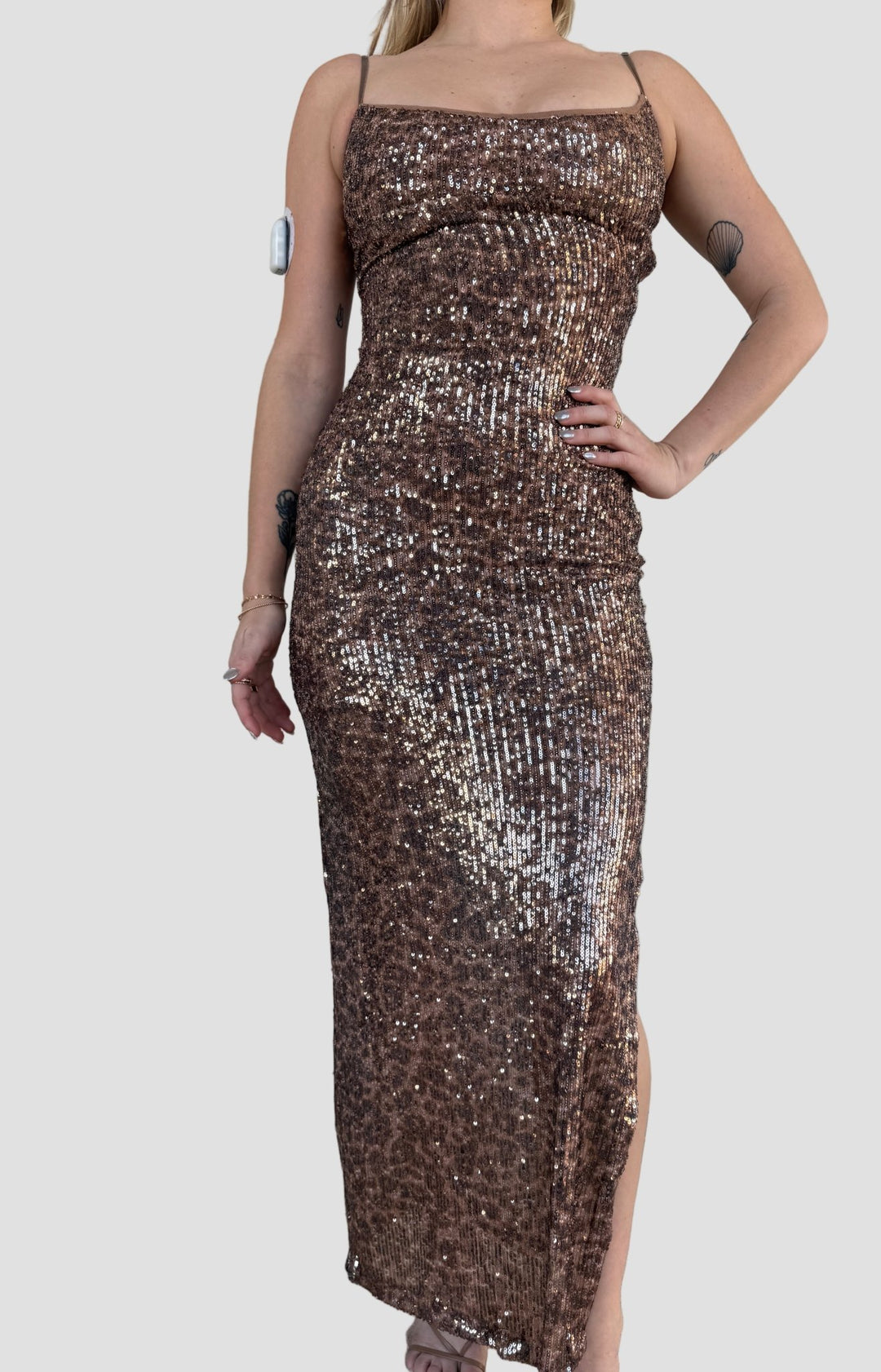 Sequin Maxi Dress - Leopard - Jaffi's