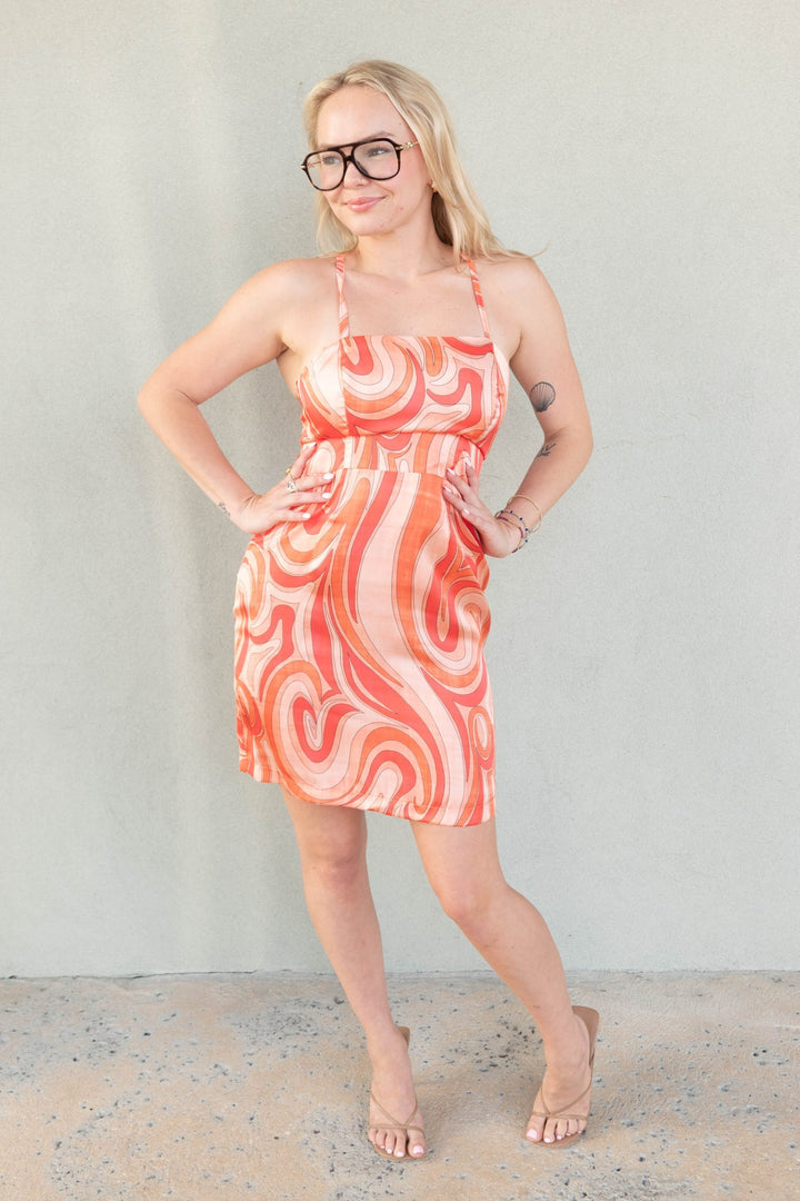 Serifos Pucci Print Mini Dress - Multi Orange - Jaffi's