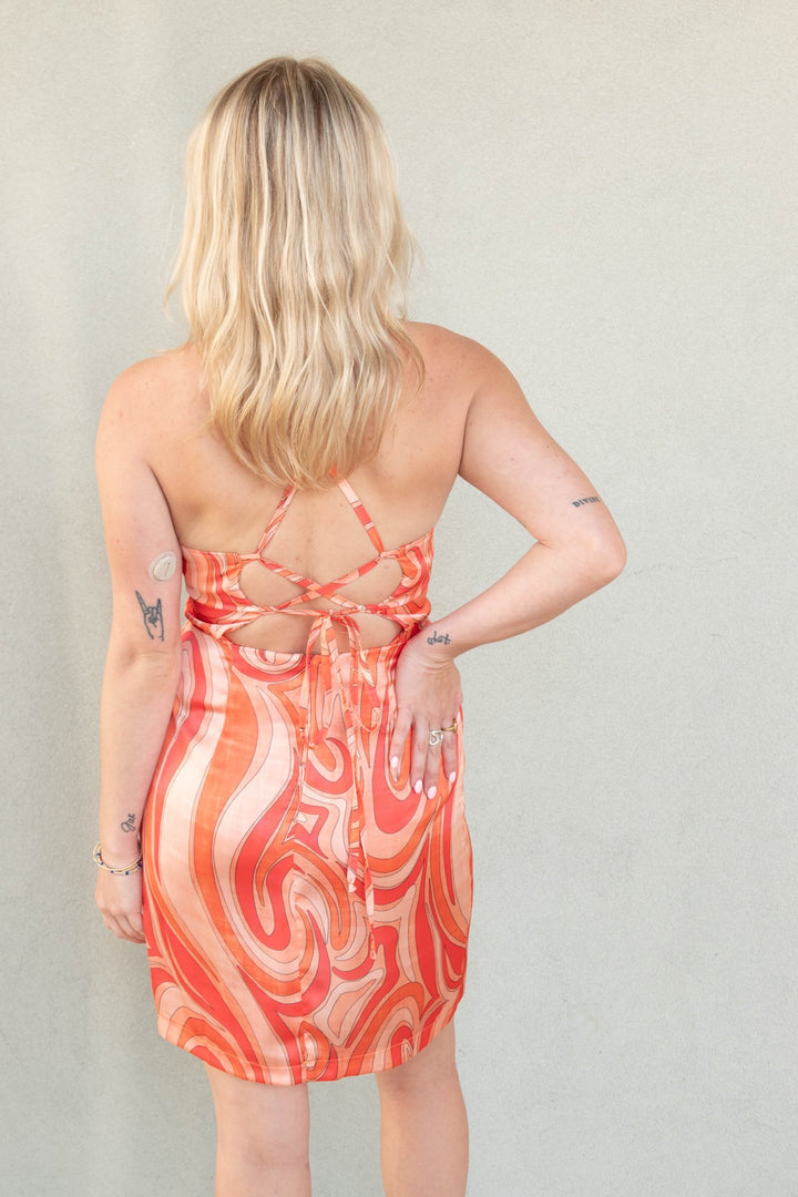 Serifos Pucci Print Mini Dress - Multi Orange - Jaffi's