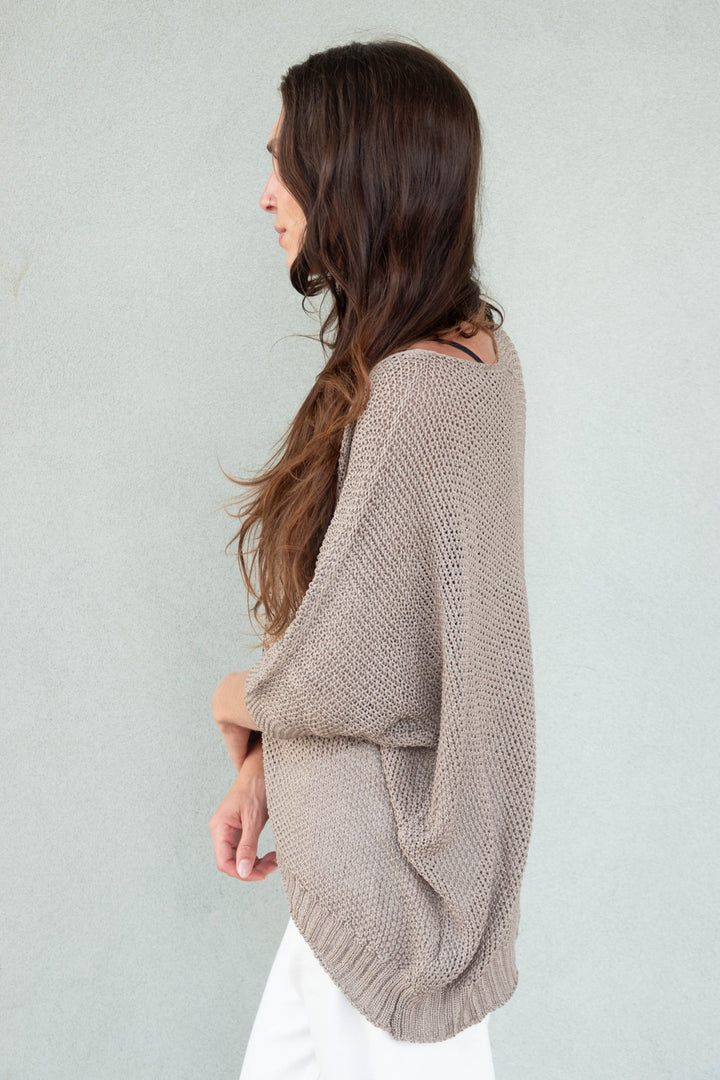 Short Sleeve Crochet Top - Dark Mocha - Jaffi's