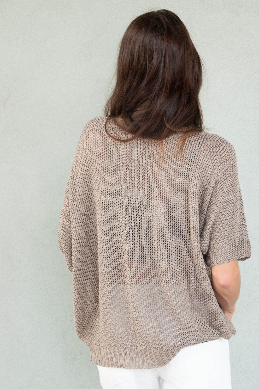 Short Sleeve Crochet Top - Dark Mocha - Jaffi's
