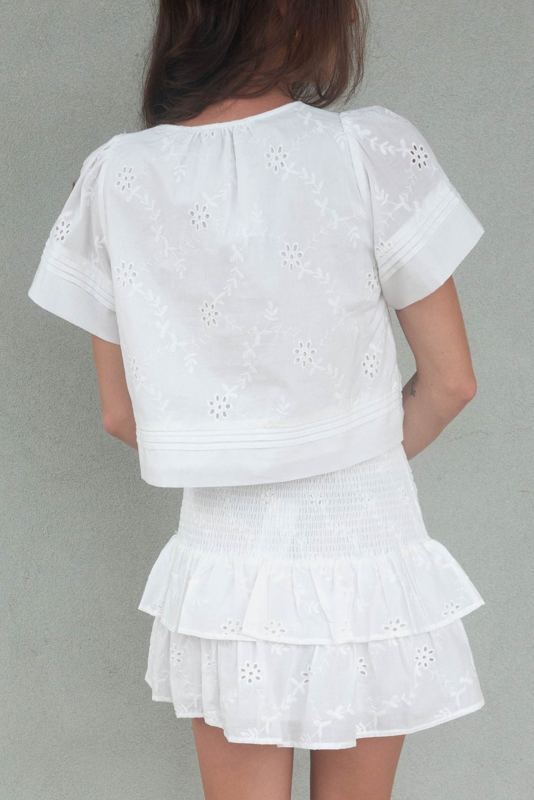 Short Sleeve Crop Top - White - Jaffi's