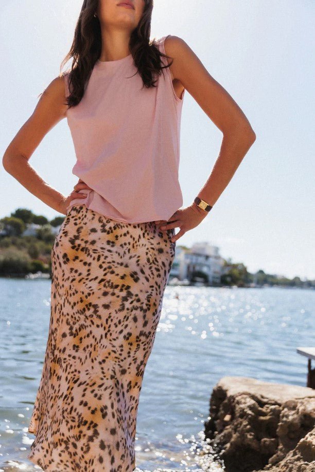 Siena Slip Skirt - Blush Leopard - Jaffi's