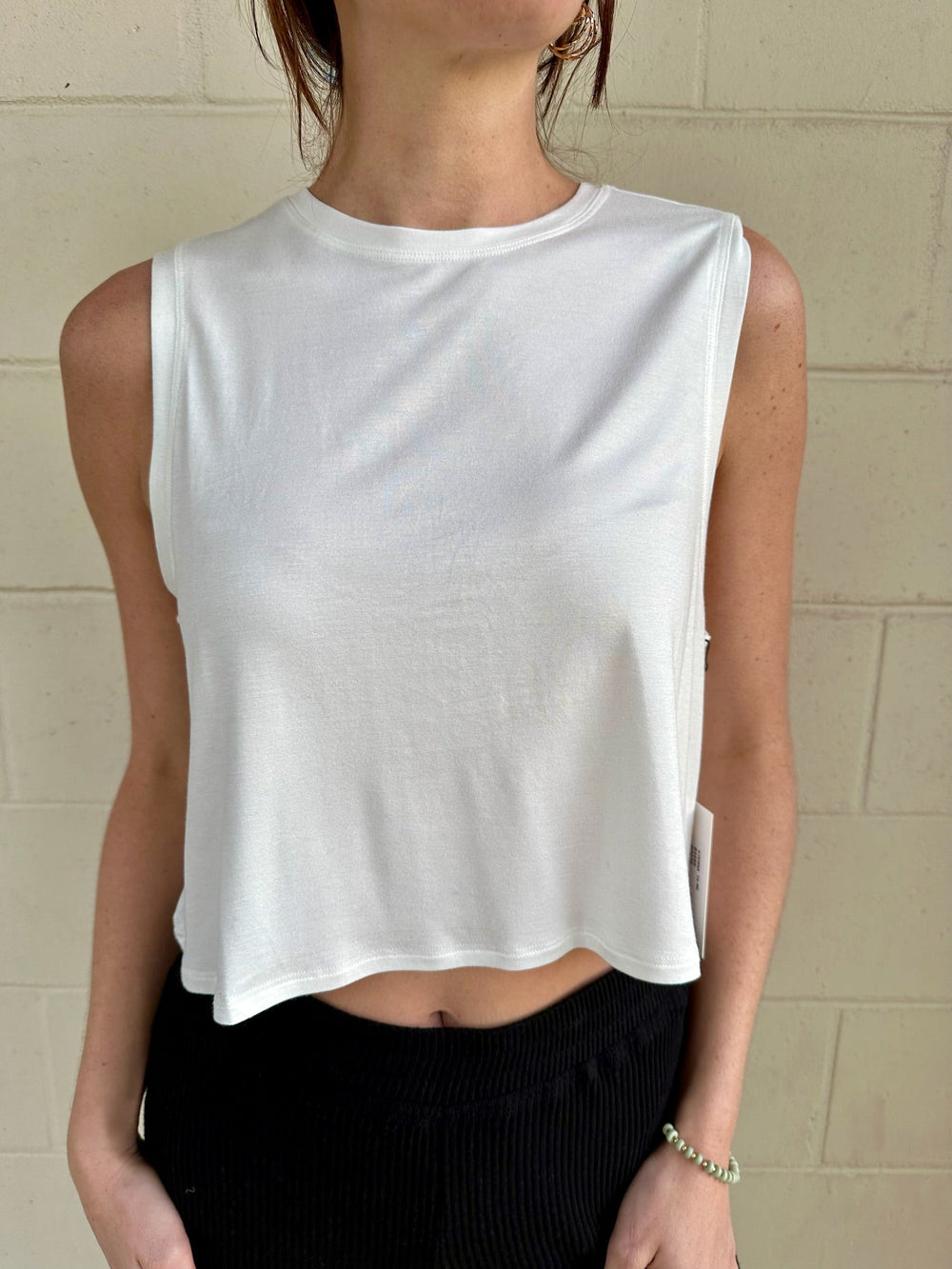 Sienna Jersey Tank - White - Jaffi's