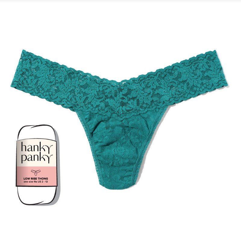 Signature Lace Low Rise Thong - Dark Teal - Jaffi's