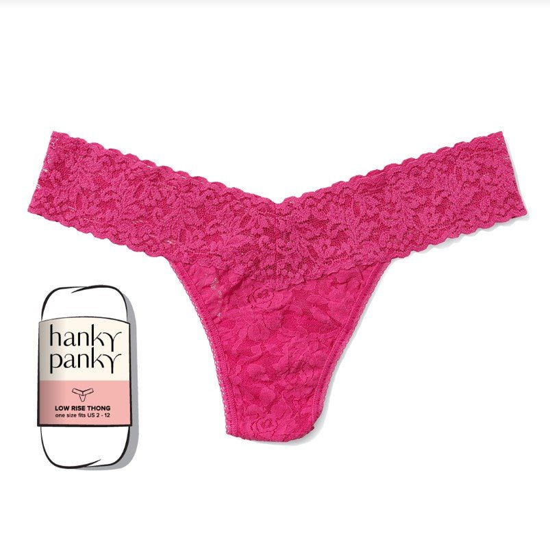 Signature Lace Low Rise Thong - Dragon Fruit Pink - Jaffi&