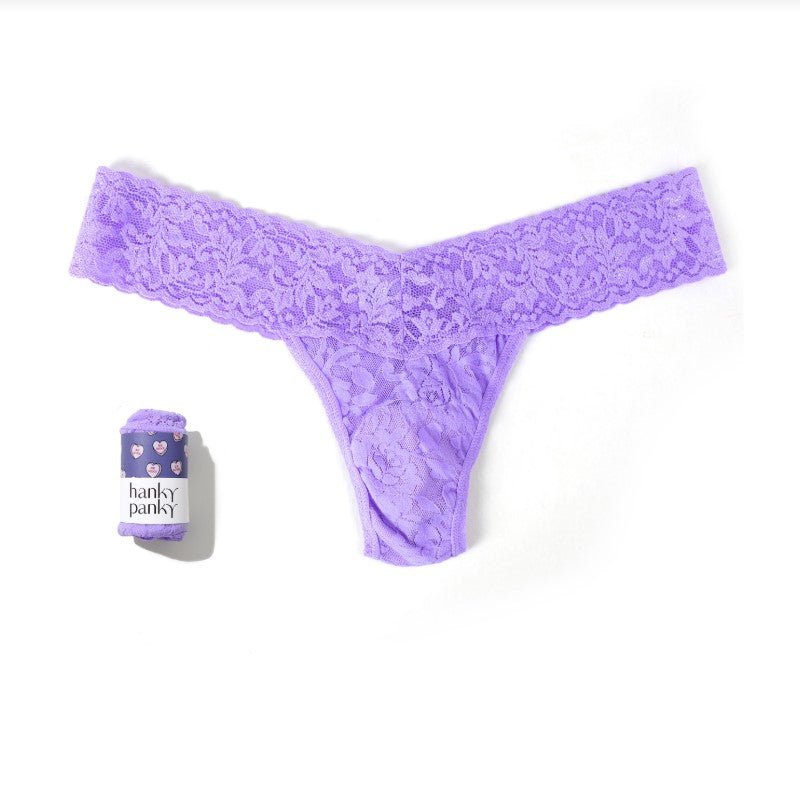 Signature Lace Low Rise Thong - Electric Orchid - Jaffi's