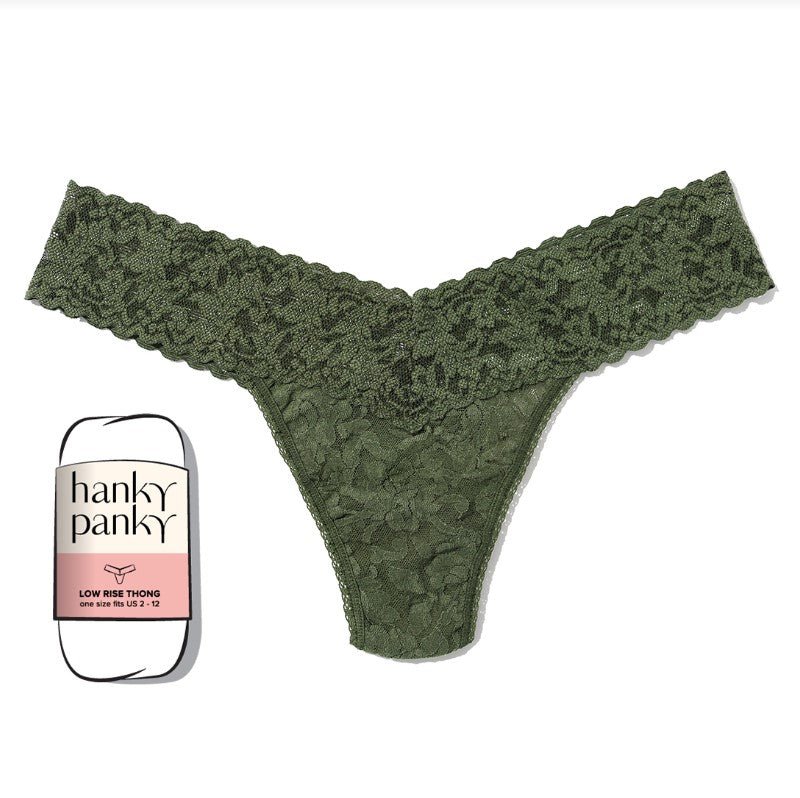 Signature Lace Low Rise Thong - Herb Green - Jaffi's