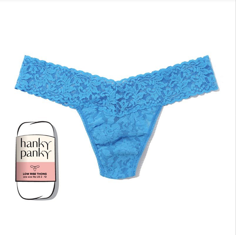 Signature Lace Low Rise Thong - Laguna Blue - Jaffi's