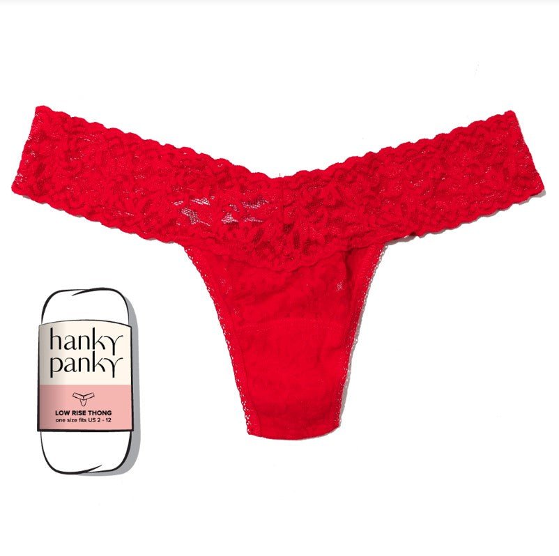 Signature Lace Low Rise Thong - Red - Jaffi's