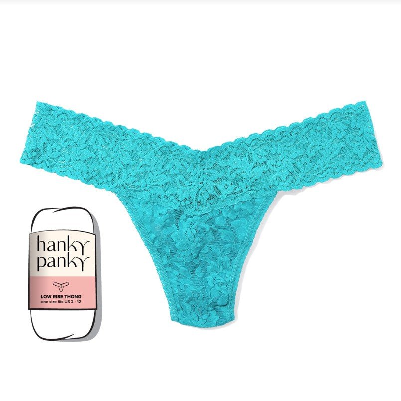 Signature Lace Low Rise Thong - Turkish Tile Blue - Jaffi's