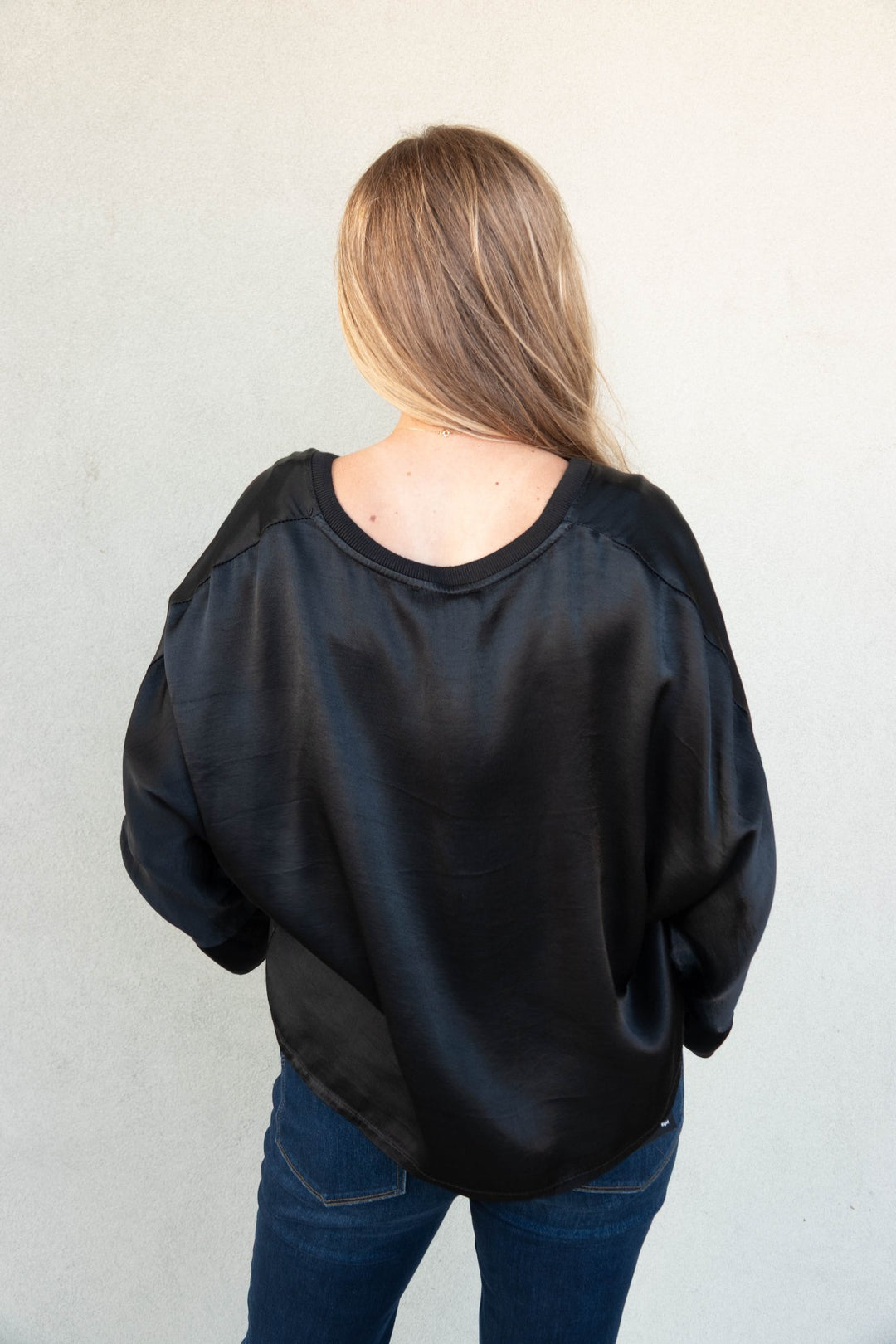 Silky Button Down Cardi Top - Black - Jaffi&