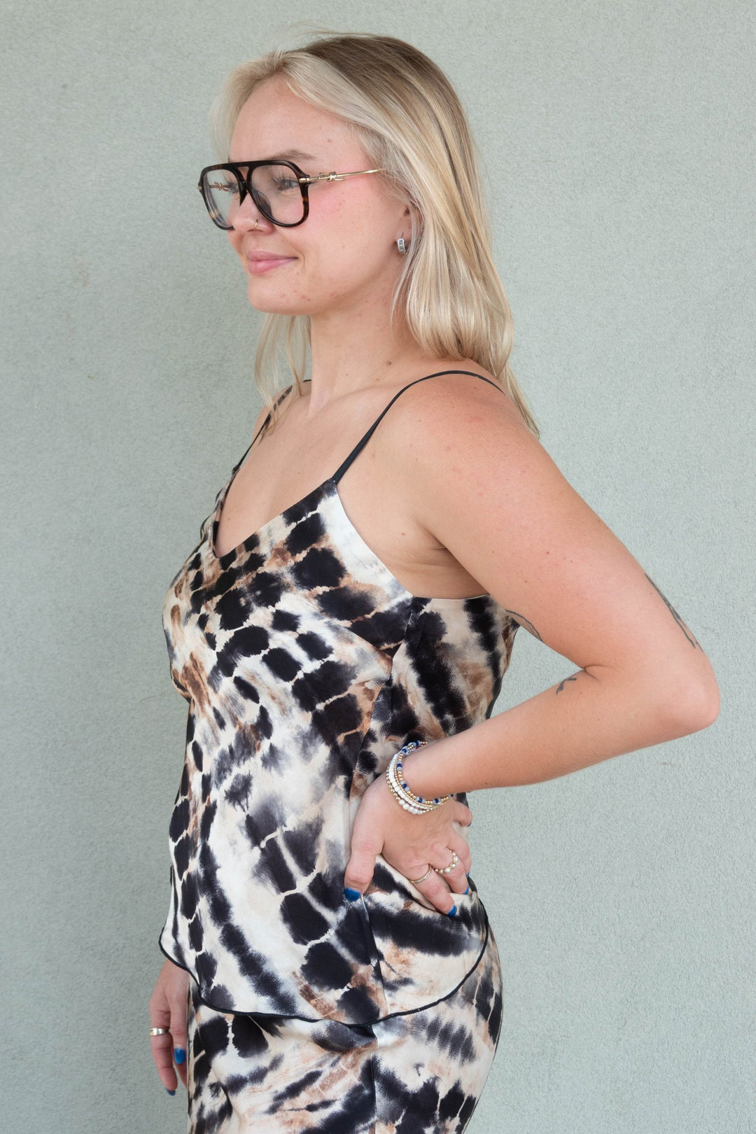 Silky Camisole - Beige Tie Dye - Jaffi&