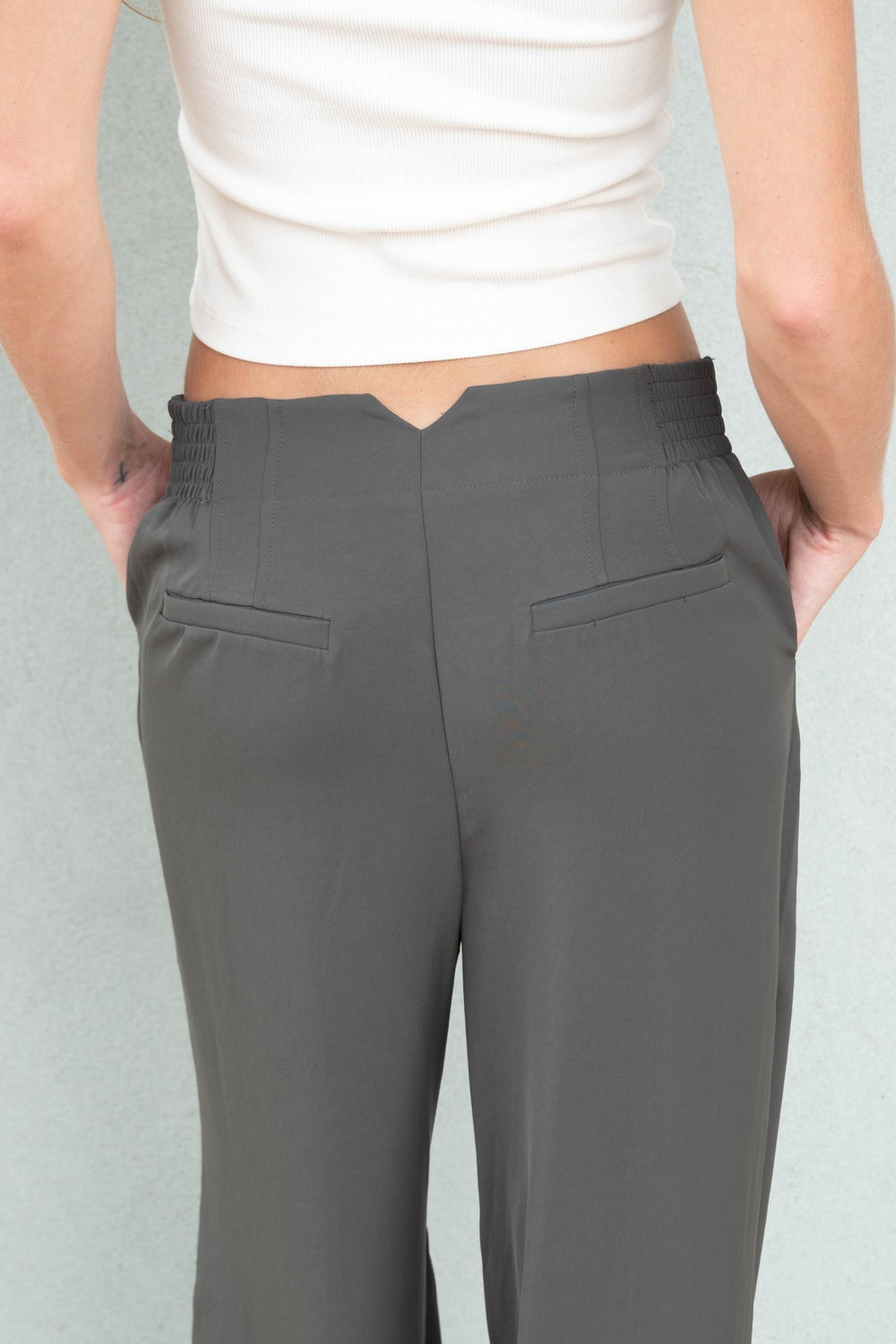 Silky Wide Leg Trouser - Dark Olive - Jaffi's