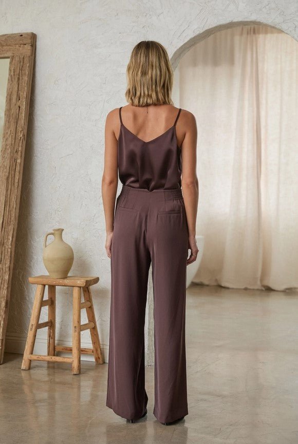 Silky Wide Leg Trouser - Espresso - Jaffi&