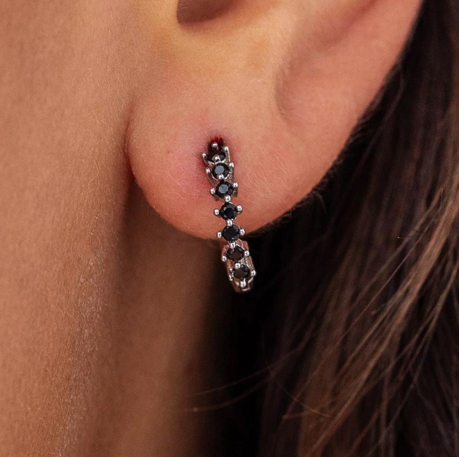 Silver/Black Alchemy Huggies - Jaffi's