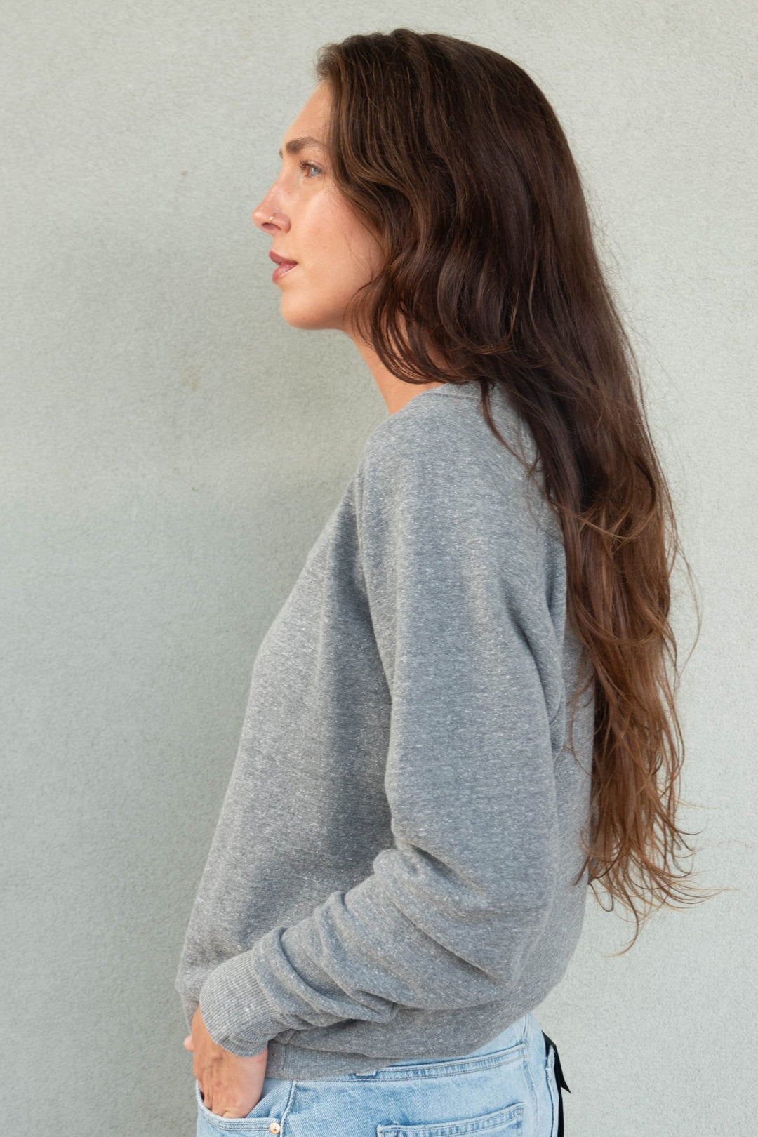 Sinead V Neck Sweatshirt - Dark Heather Grey - Jaffi&