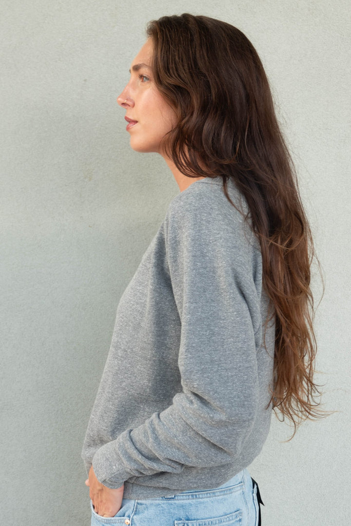 Sinead V Neck Sweatshirt - Dark Heather Grey - Jaffi&