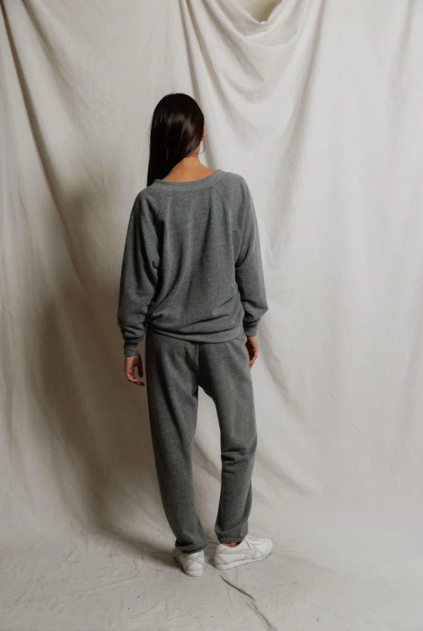 Sinead V Neck Sweatshirt - Dark Heather Grey - Jaffi's