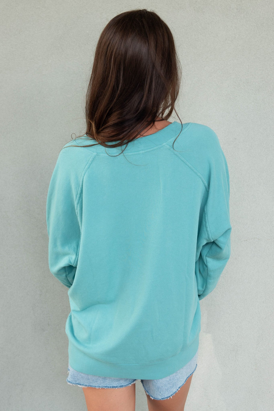 Sinead V Neck Sweatshirt - Teal Blue - Jaffi&
