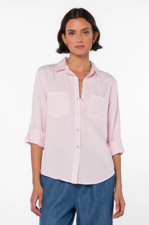Sirena Button Down - Frosty Pink