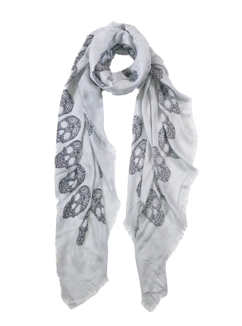 Skull Print Harbor Mist Tissue Scarf