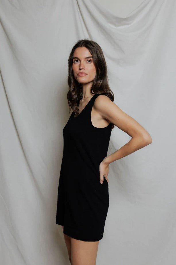 Skylar Japanese Jersey Tank Dress - Black - Jaffi's