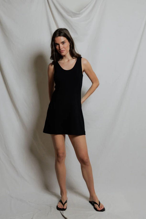 Skylar Japanese Jersey Tank Dress - Black - Jaffi's
