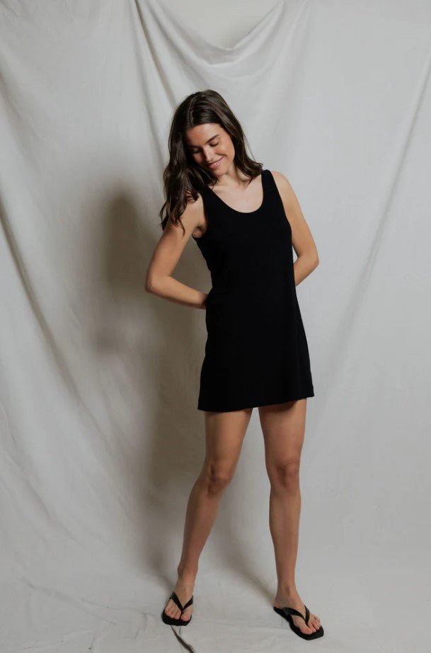 Skylar Japanese Jersey Tank Dress - Black - Jaffi's