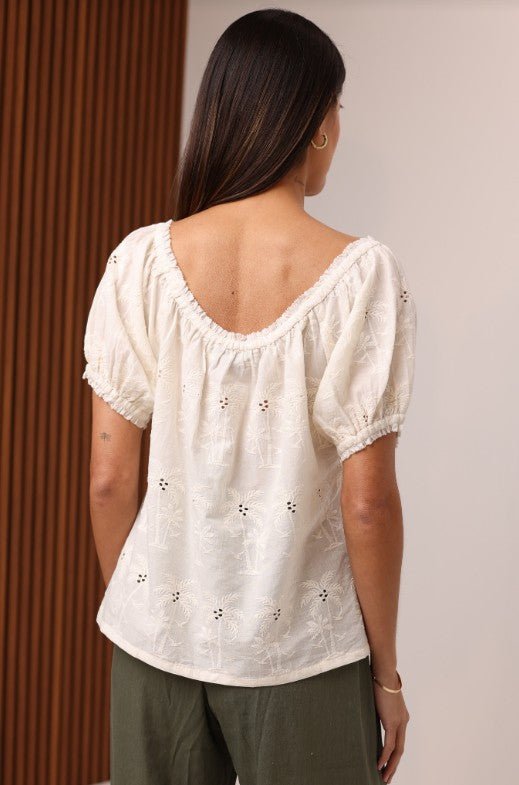 Skylar Palm Eyelet Blouse - Jaffi&