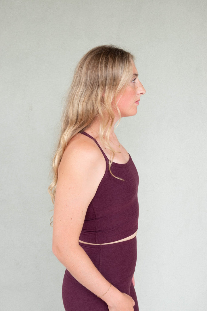 Slim Racerback Cropped Tank - Cabernet Heather - Jaffi&