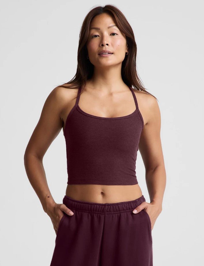 Slim Racerback Cropped Tank - Cabernet Heather - Jaffi&