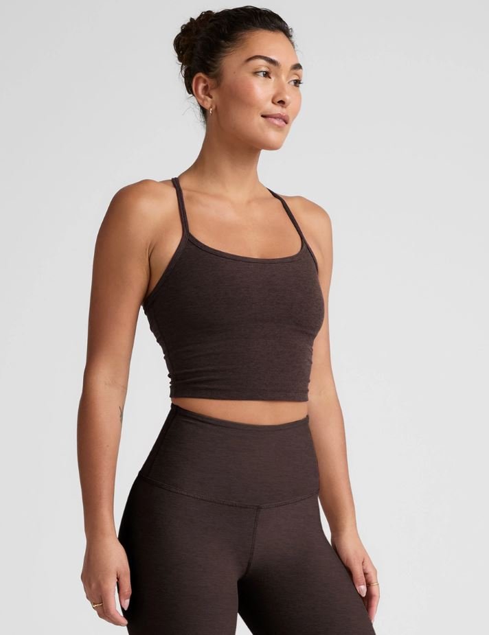 Slim Racerback Cropped Tank - Dark Chocolate Heather - Jaffi's