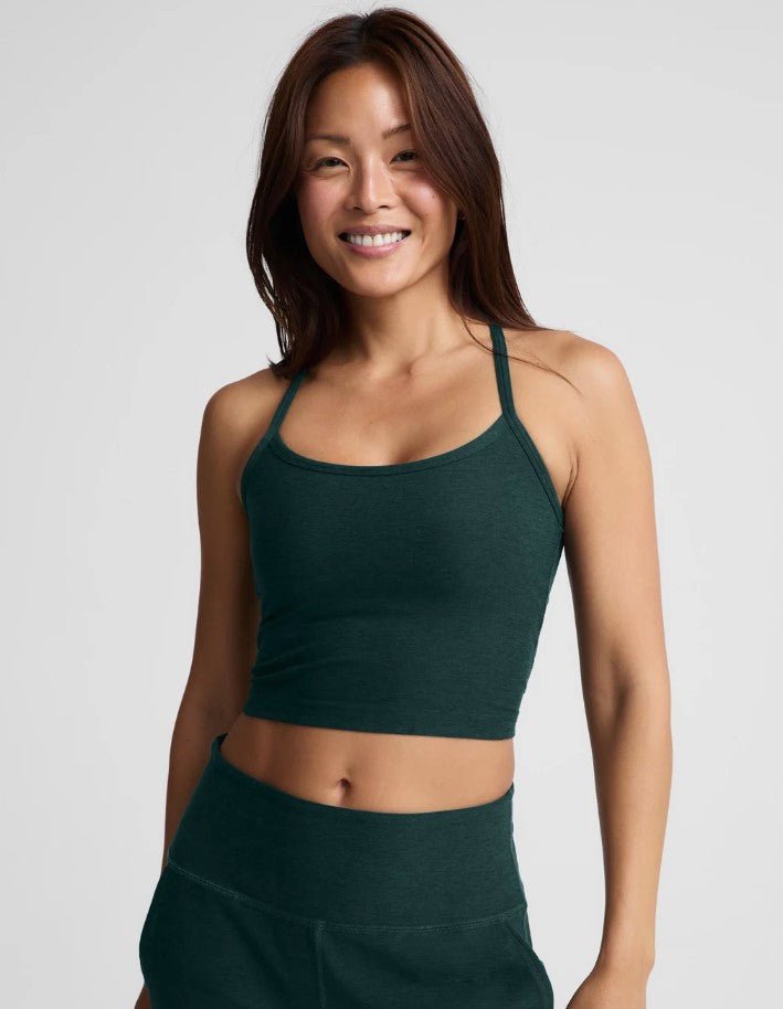 Slim Racerback Cropped Tank - Dark Ivy Heather - Jaffi's