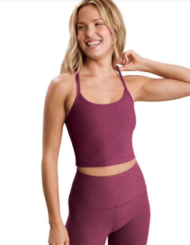 Slim Racerback Cropped Tank - Pomegranate Heather - Jaffi&
