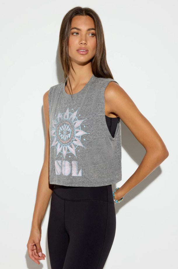 Sol Spirit Crop Tank - Heather Grey