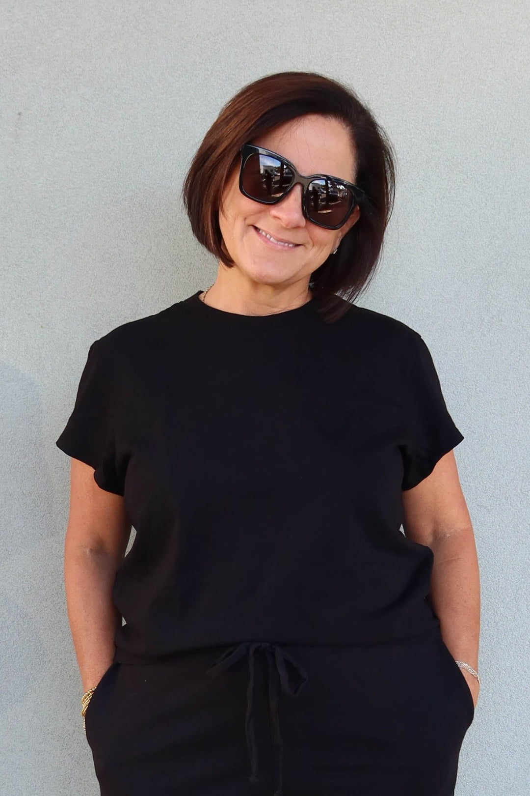 Solene Boxy Crew Neck Tee - Black - Jaffi's