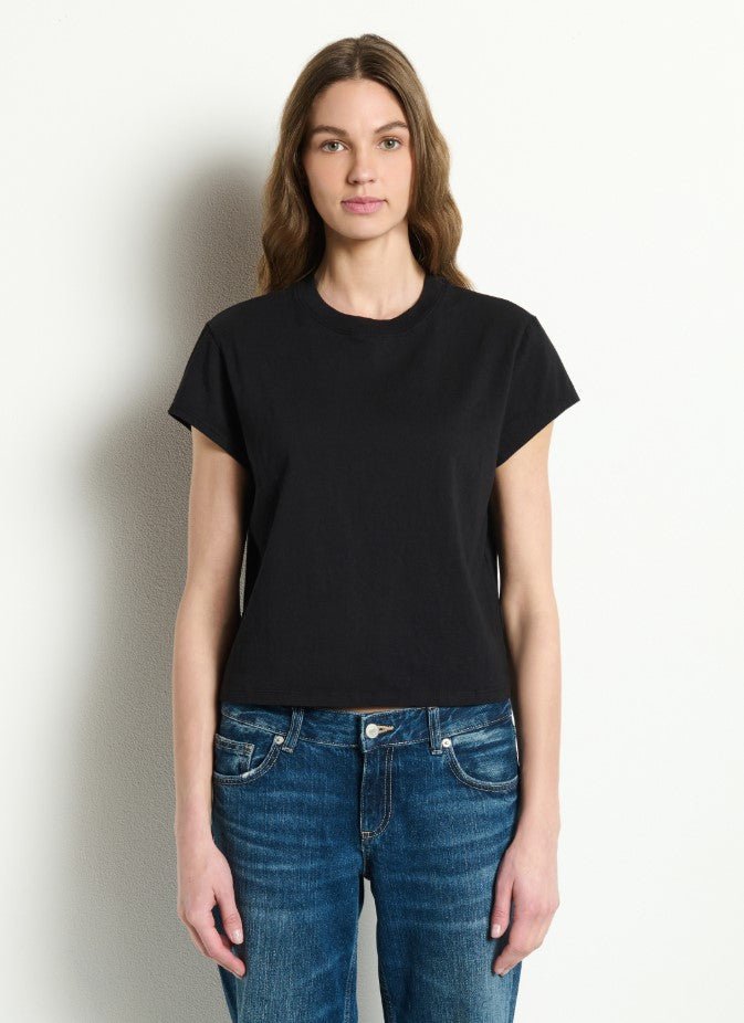 Solene Boxy Crew Neck Tee - Black - Jaffi's