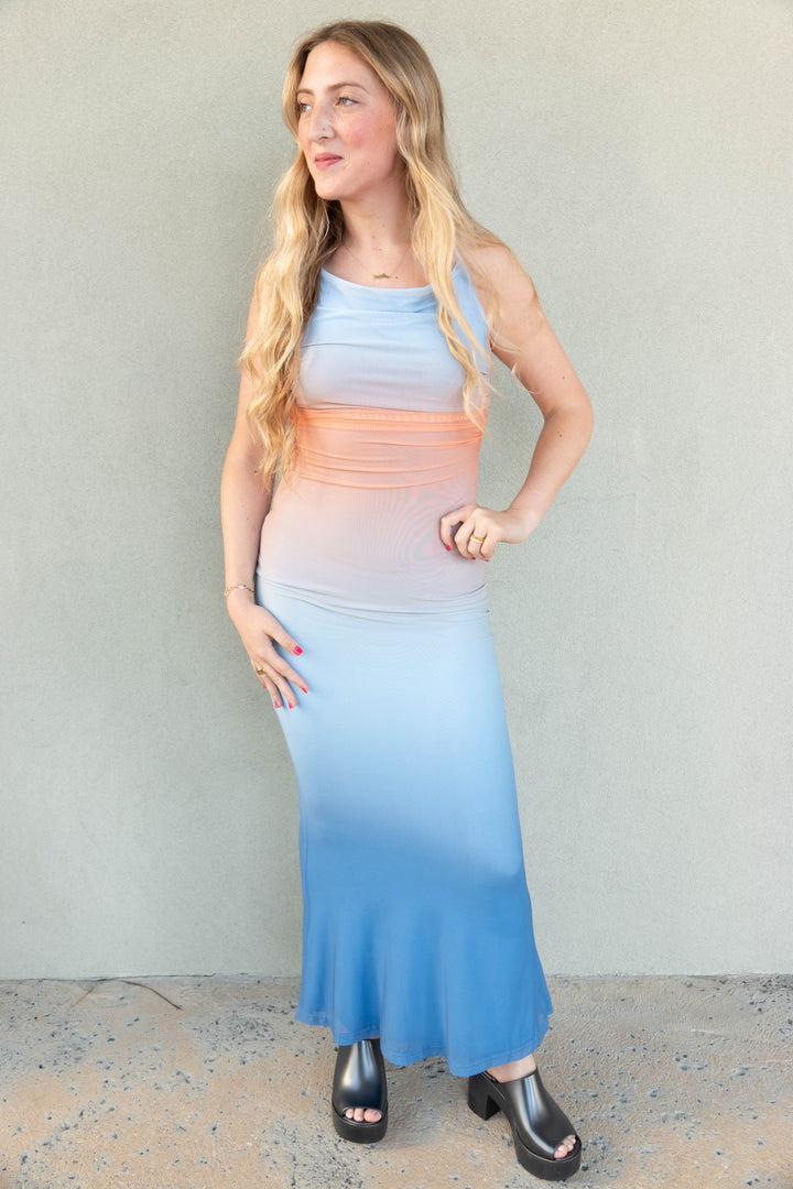 Solstice Ombre Mesh Maxi Dress - Multi Ombre - Jaffi's