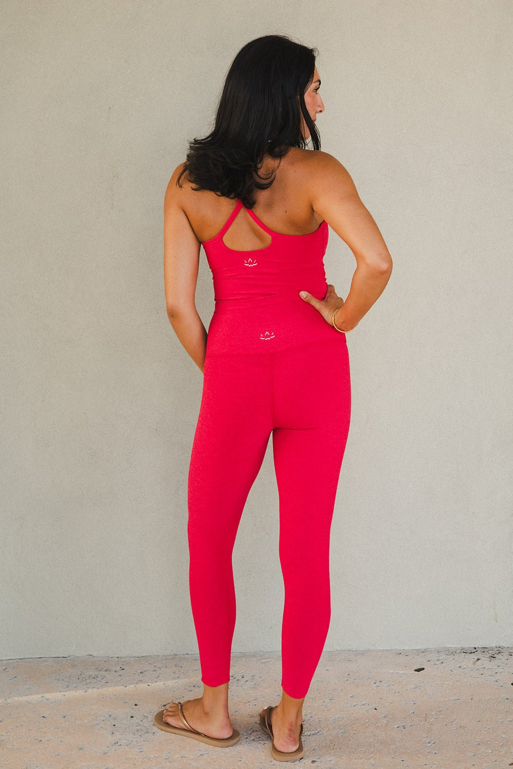 Spacedye High Waist Midi Legging - Berry Red Heather - Jaffi's