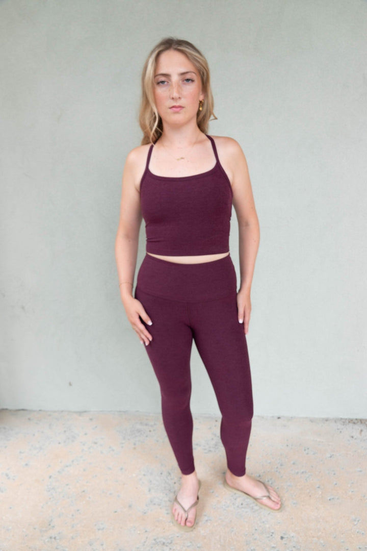 Spacedye High Waist Midi Legging - Cabernet Heather - Jaffi&