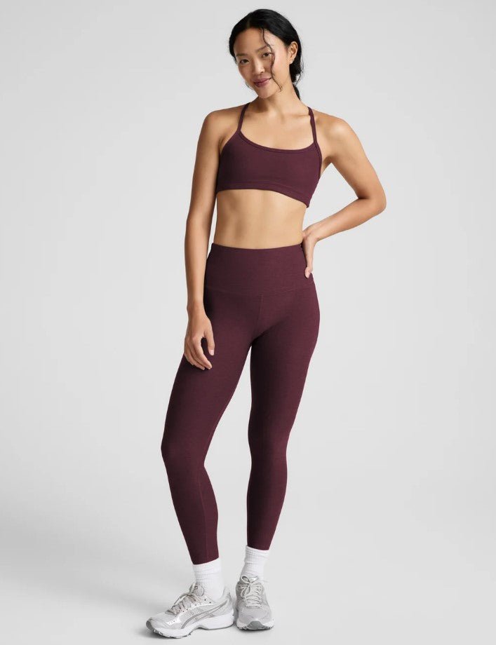 Spacedye High Waist Midi Legging - Cabernet Heather - Jaffi's
