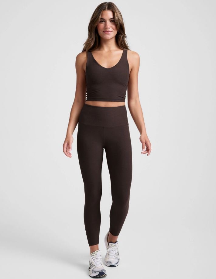 Spacedye High Waist Midi Legging - Dark Chocolate Heather - Jaffi&